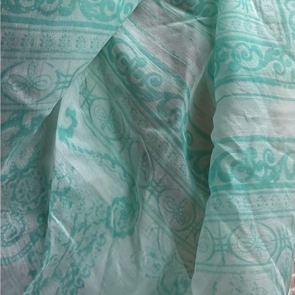 Mint Green Patterned square Scarf - Picture 5 of 12